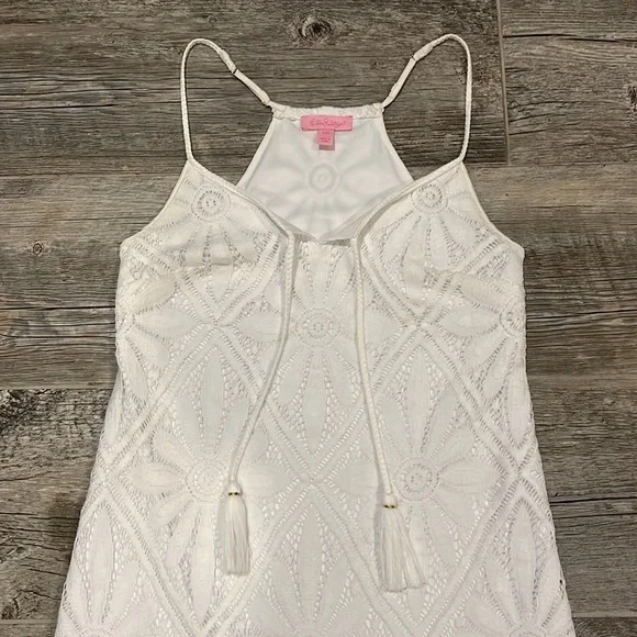 Lilly Pulitzer White Delray Diamond Floral Lace Dusk Mini Dress / Swim Cover New - Picture 6 of 12